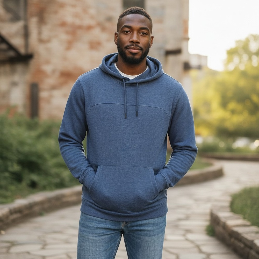 Gerry Pullover Hoodie Mens XXL Blue Excellent Heathered Kangaroo Pocket 751